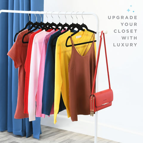 HOME IT hangers in bedroom wardrobe creating tidy minimalist closet look