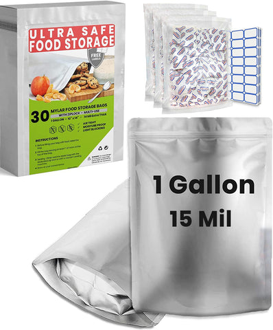 Home Sensei front packaging showing 30 mylar bags and accessories for preservation