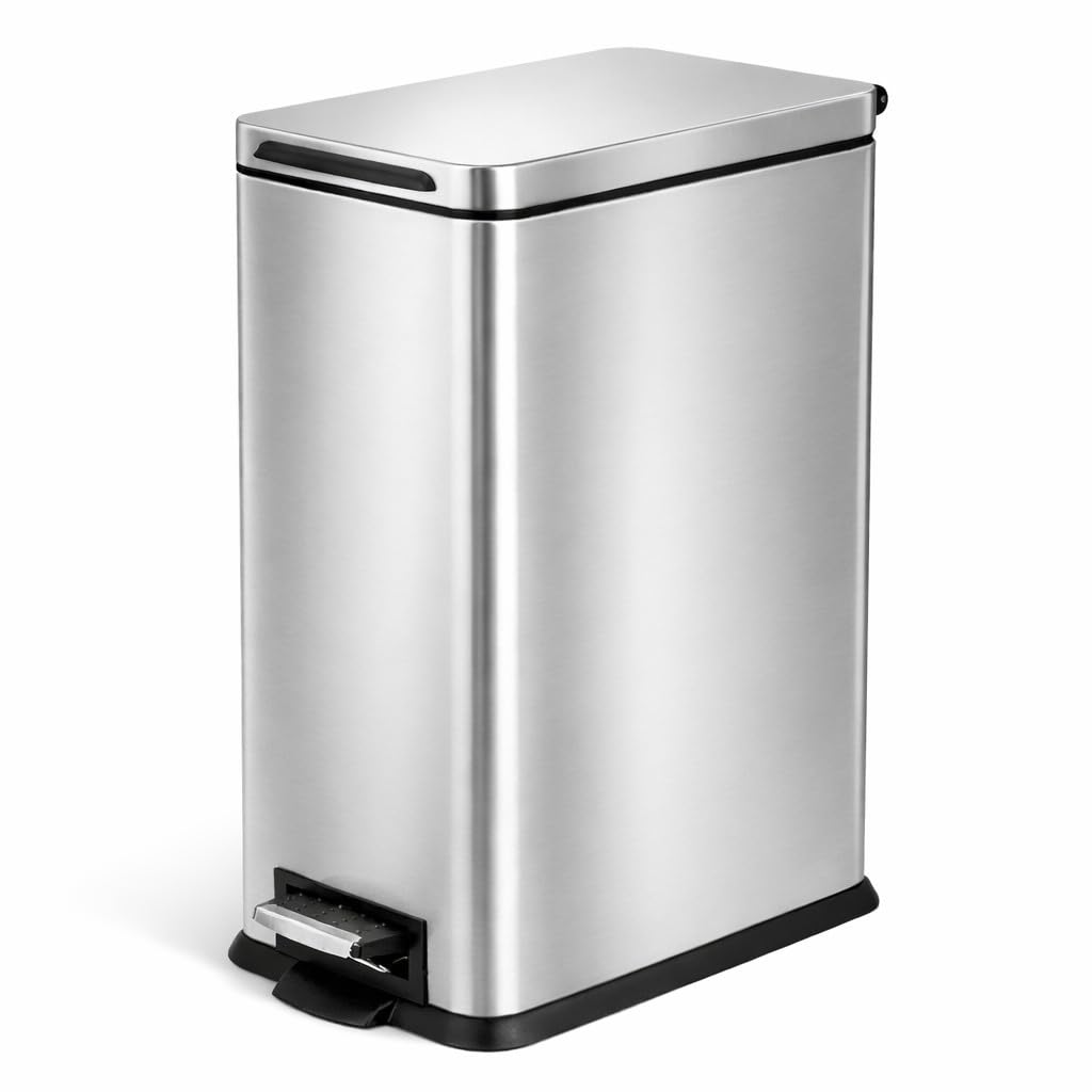 Home Zone Living front view showing compact trash can and modern silhouette benefit: saves floor space