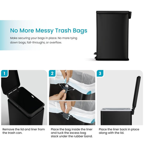 Home Zone Living inner liner and tuck band displaying secure bag hold for neater interior