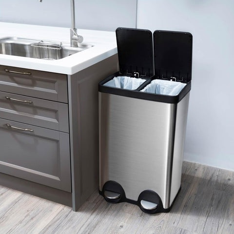 Home Zone Living in modern kitchen illustrating tidy recycling and waste organization