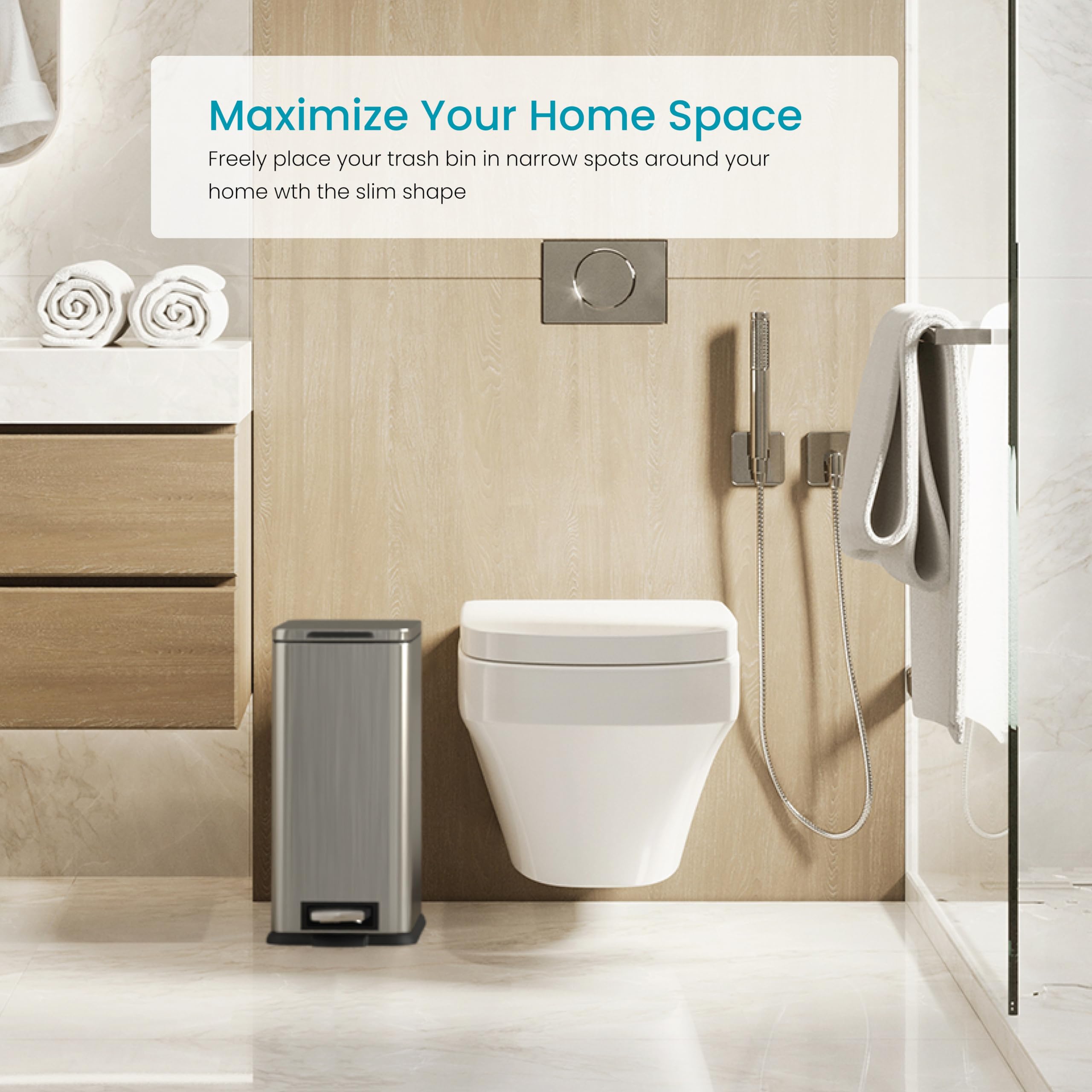 Home Zone Living stainless steel finish close-up benefit: resists fingerprints and looks sleek