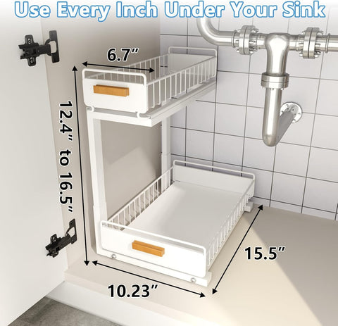 HOMEBOSILY L-shaped frame fitting around plumbing to maximize usable space