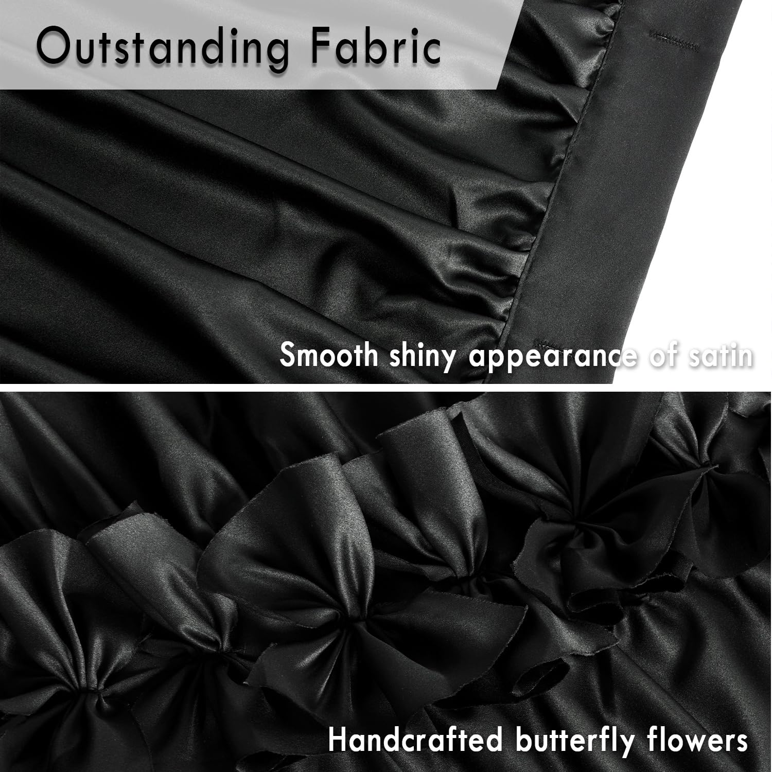 Homechoice Decor side profile of curtain drape demonstrating full coverage and neat hang