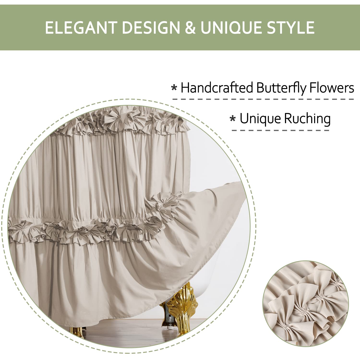 Homechoice Decor close-up of bow-tie ruffle detail shows textured elegance