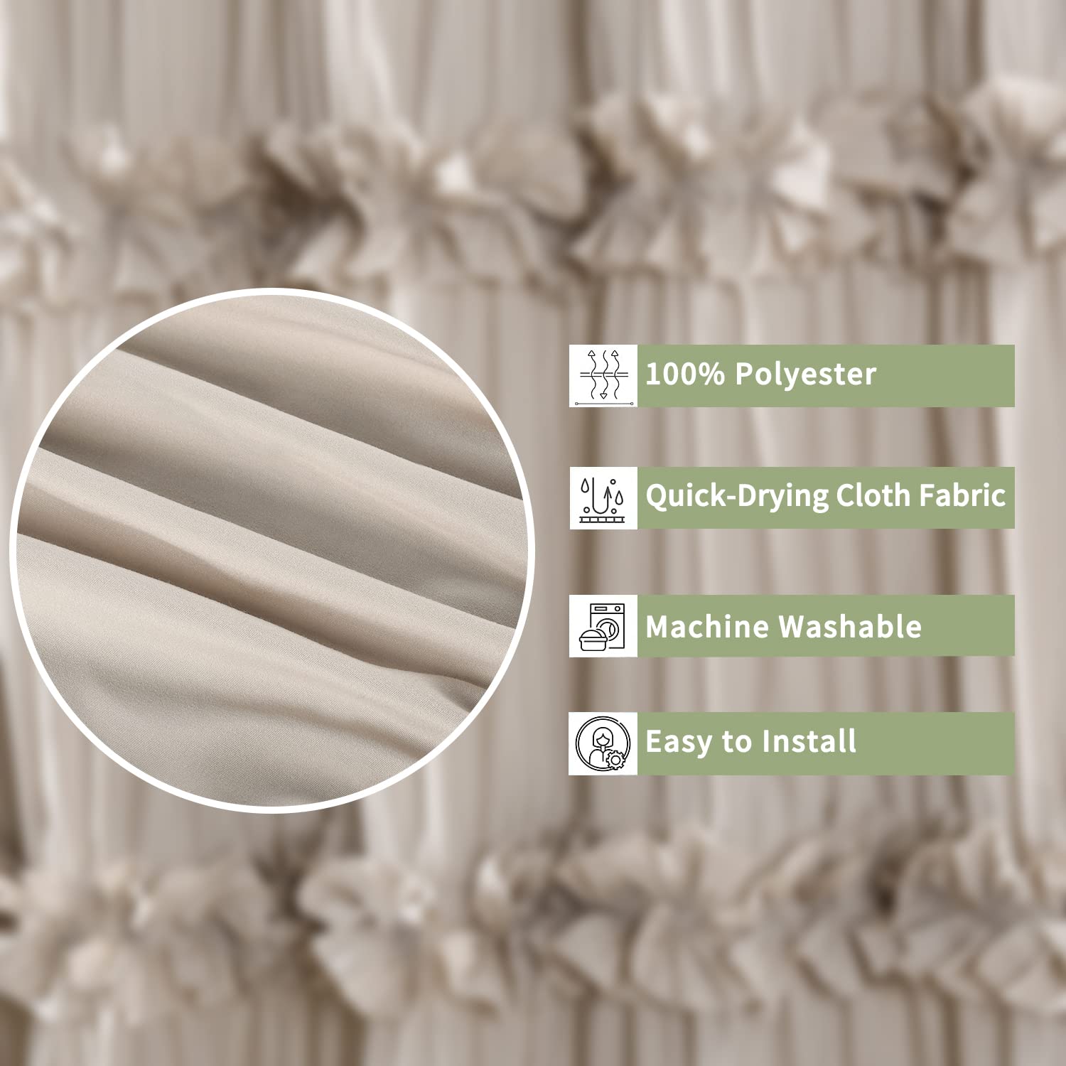 Homechoice Decor top buttonholes and hooks for easy installation and secure fit