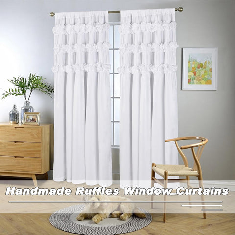 Homechoice Decor folded curtains with care label indicating machine-washable convenience