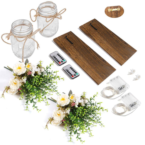 Homecor sconces used as event backdrop adding rustic atmosphere