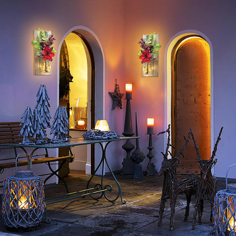 Homecor pair installed in hallway creating warm pathway light and festive atmosphere