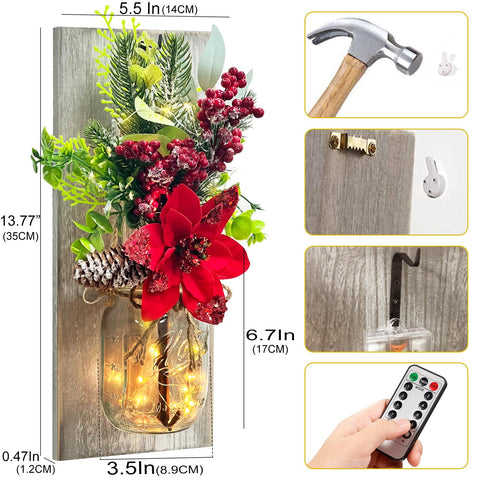 Homecor scale image with hand showing jar size and easy wall-hanging benefit