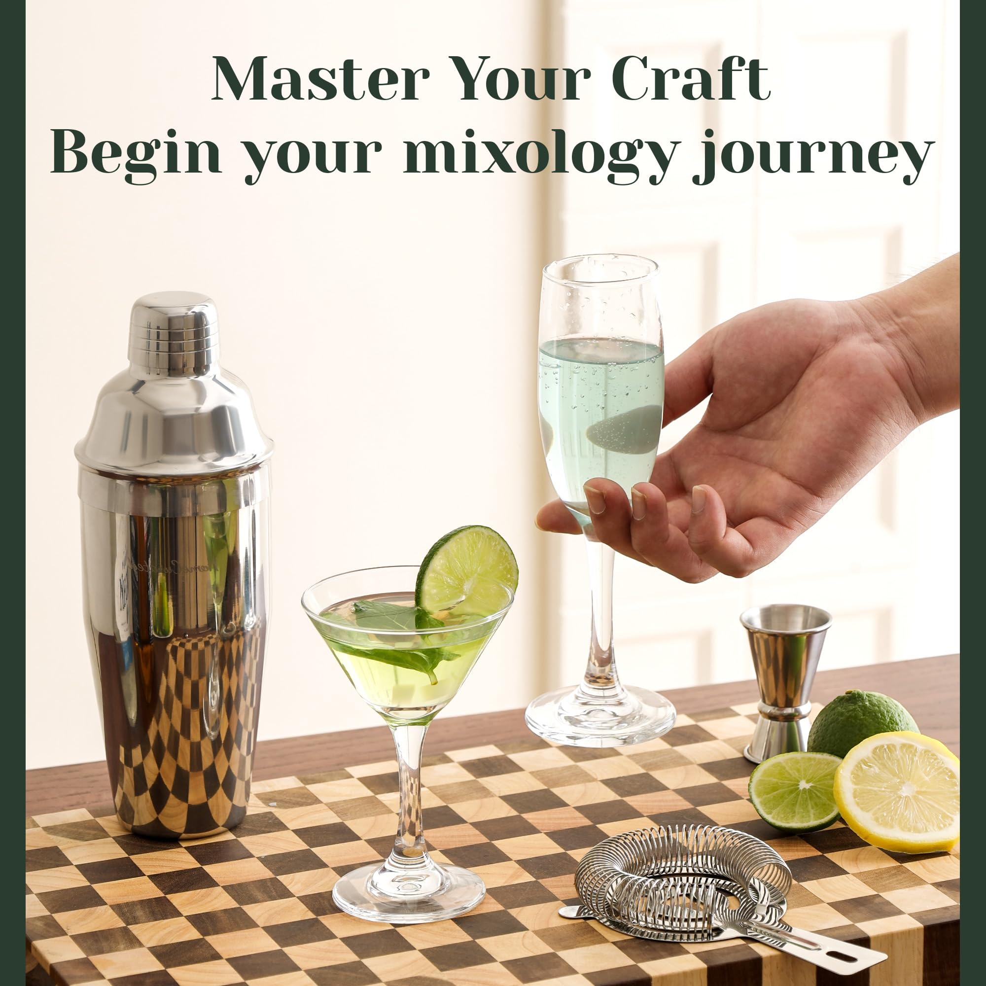 HomeCurated recipe cards and booklet laid out to help beginners craft cocktails