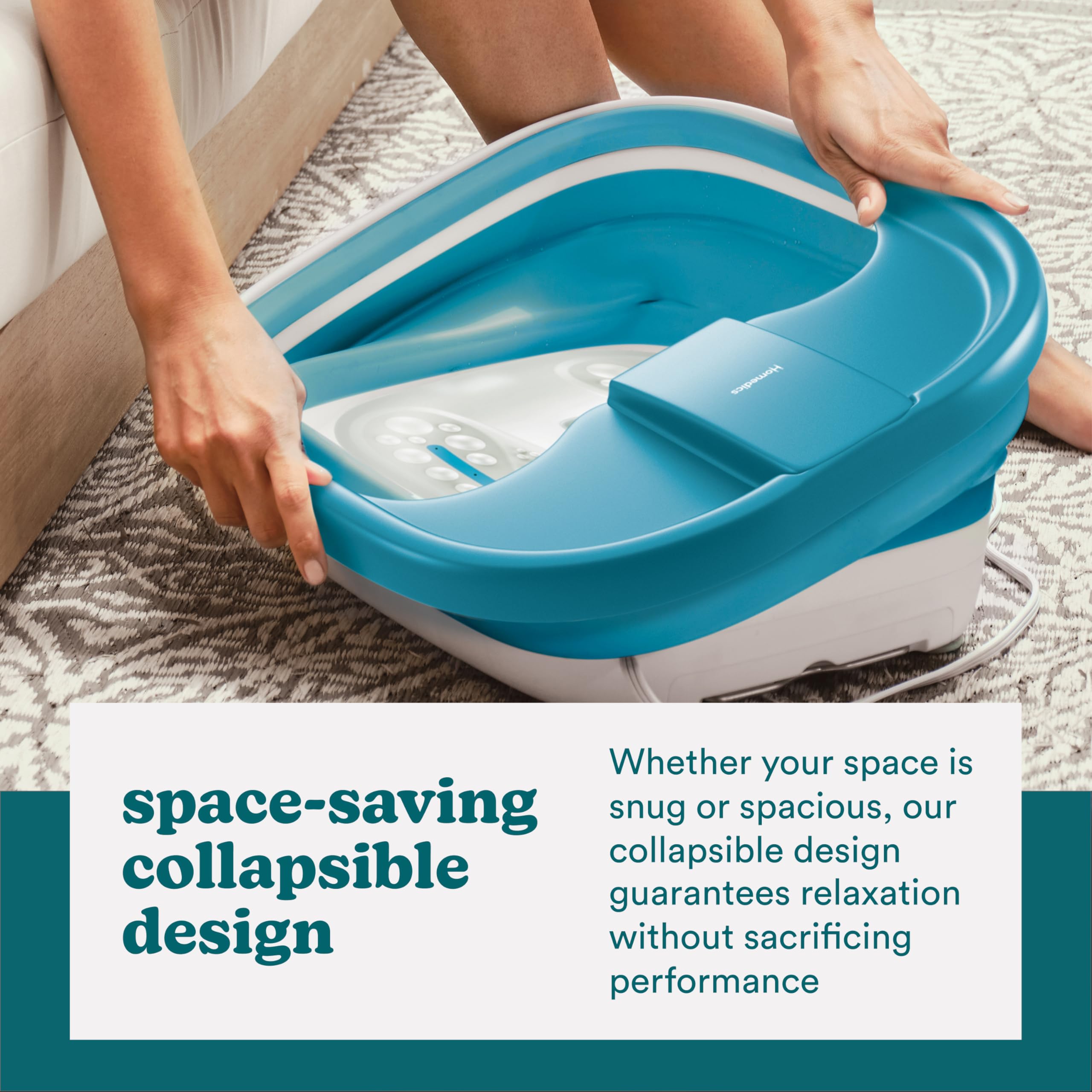 Homedics basin close-up showing interior texture for consistent heat retention