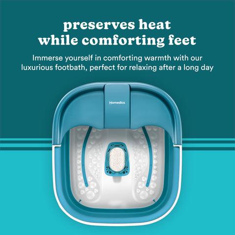 Homedics in use with feet soaking highlighting relaxing bubble action