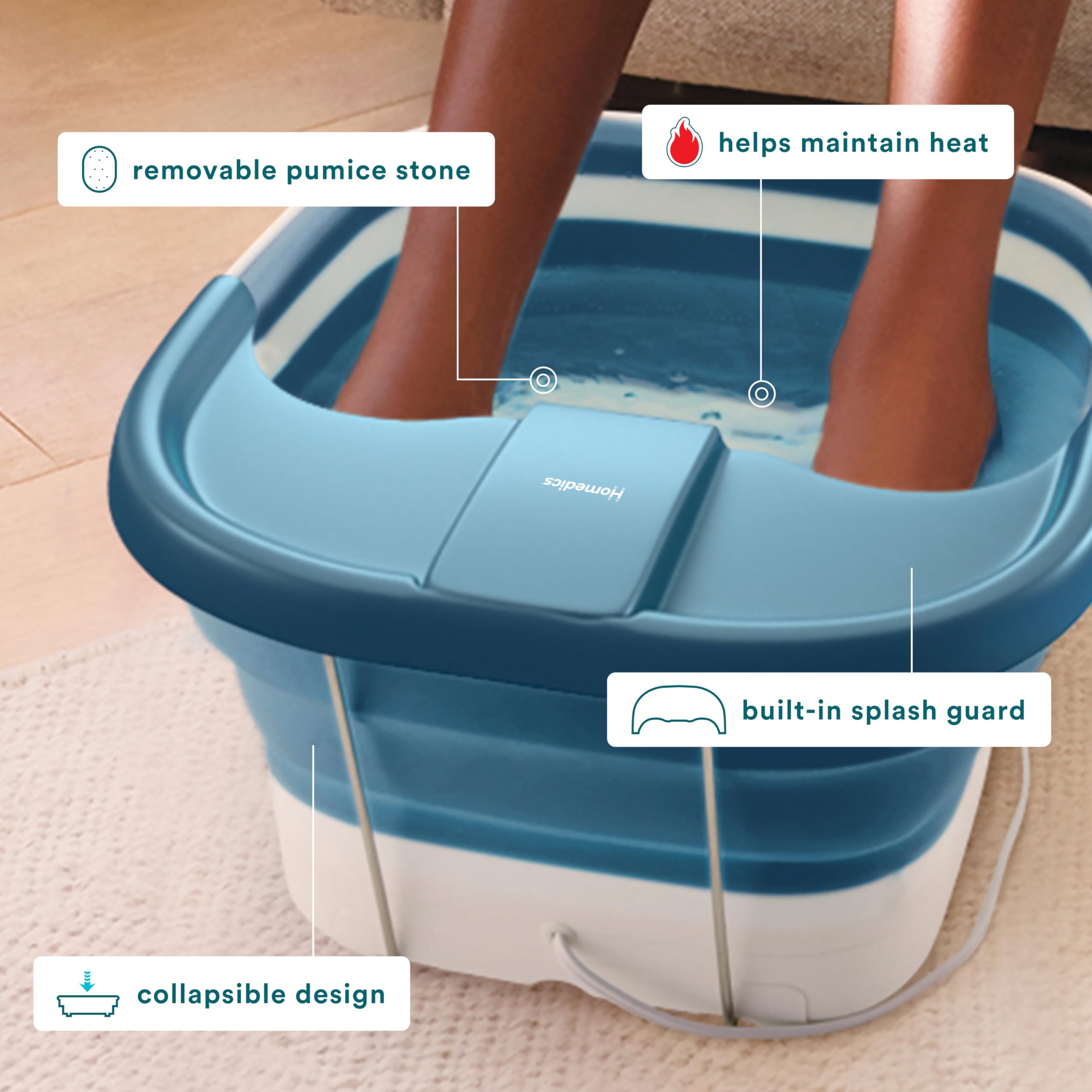 Homedics removable pumice and accessories shown for smoother feet