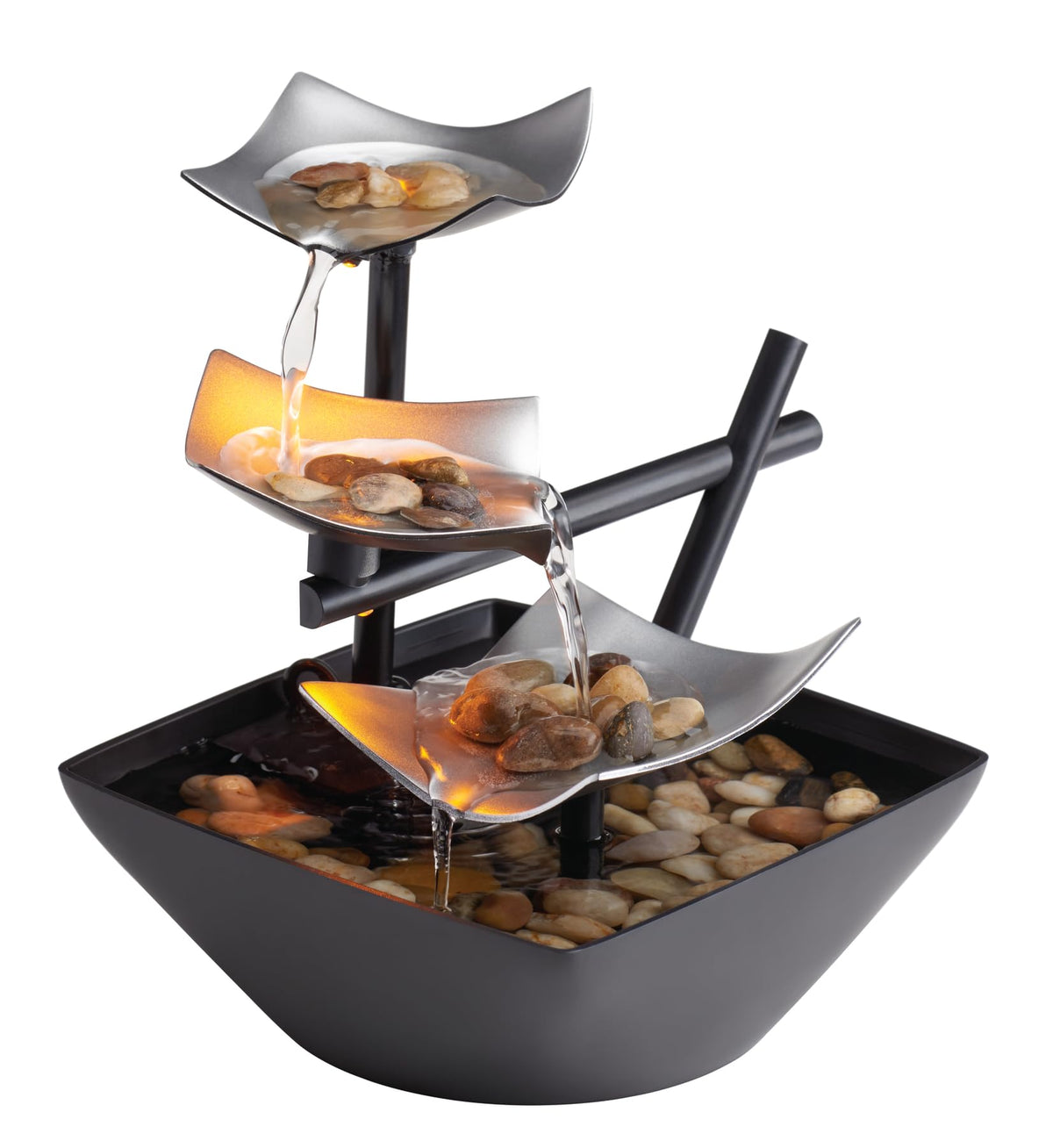 Homedics front view of tabletop fountain showing calming design and easy setup