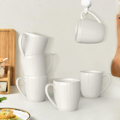 HomeElves stacked mugs for scale to show 16oz capacity and storage convenience