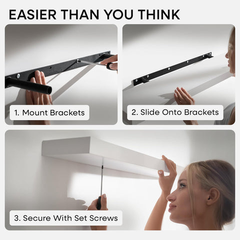 Homeforia internal metal bracket hidden inside shelf illustrating invisible mounting