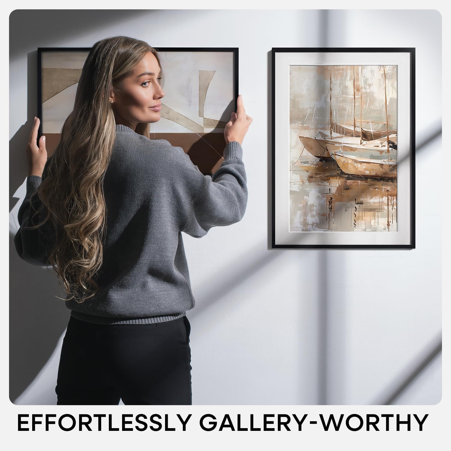 Homeforia frame next to ruler showing 24x30 scale and easy wall placement