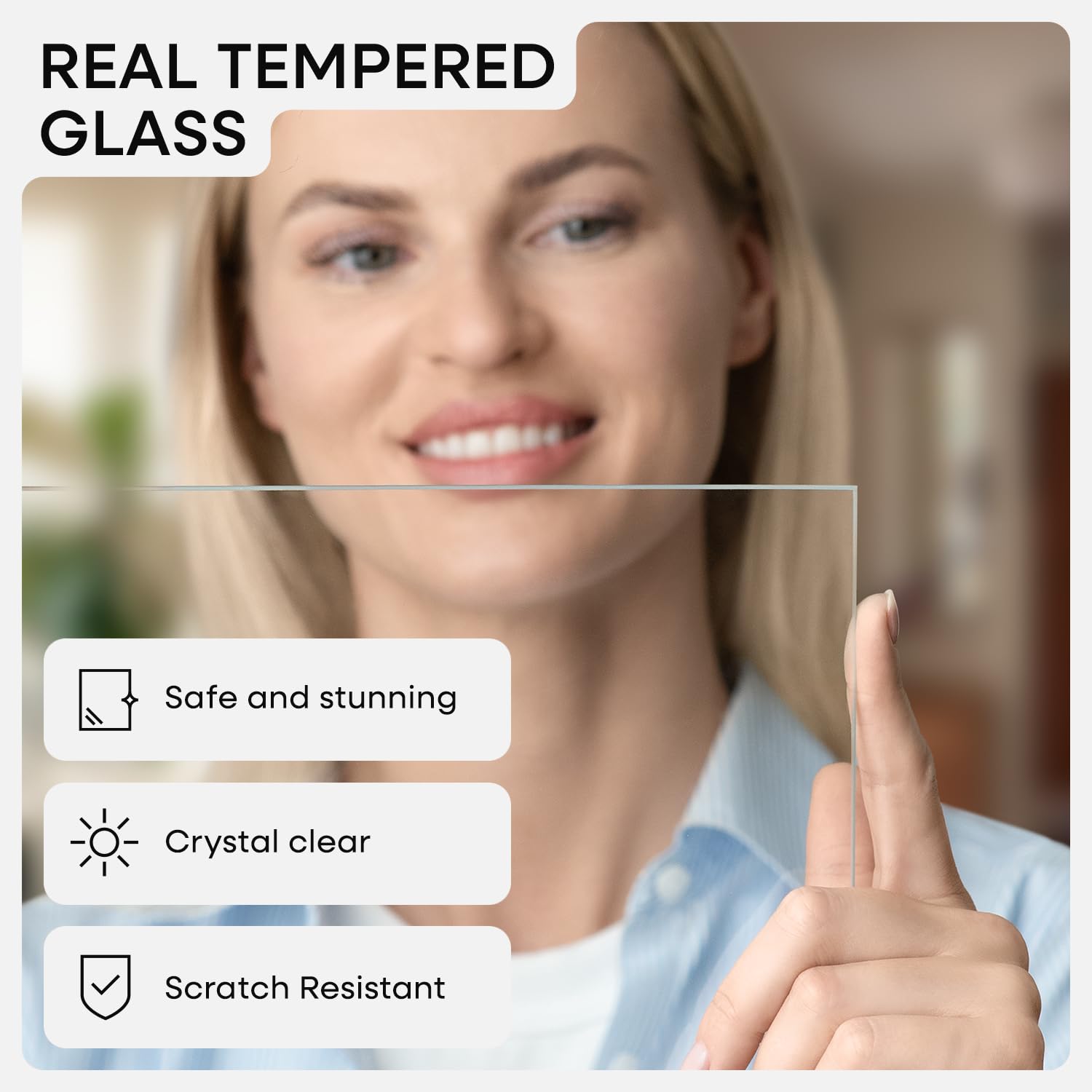 Homeforia gallery-grade tempered glass close-up improving clarity and protecting colors