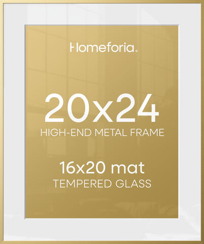 Homeforia gold frame front view showing polished finish and refined silhouette for elegant display