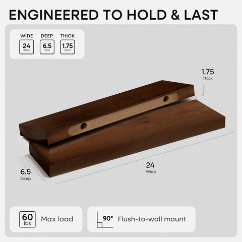 Homeforia internal metal bracket hidden inside shelf, provides sturdy support