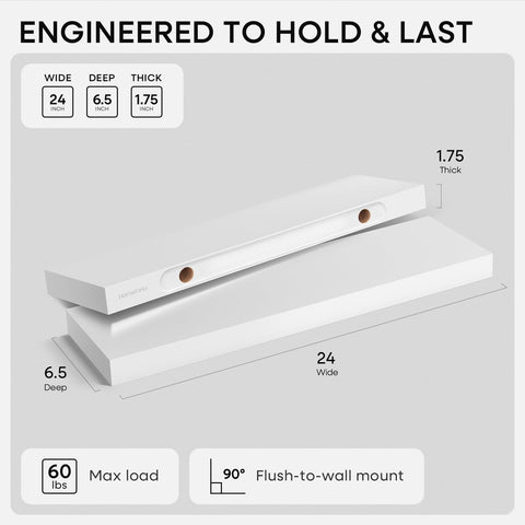 Homeforia side profile showing 1.75 inch thickness and 6.5 inch depth for strength