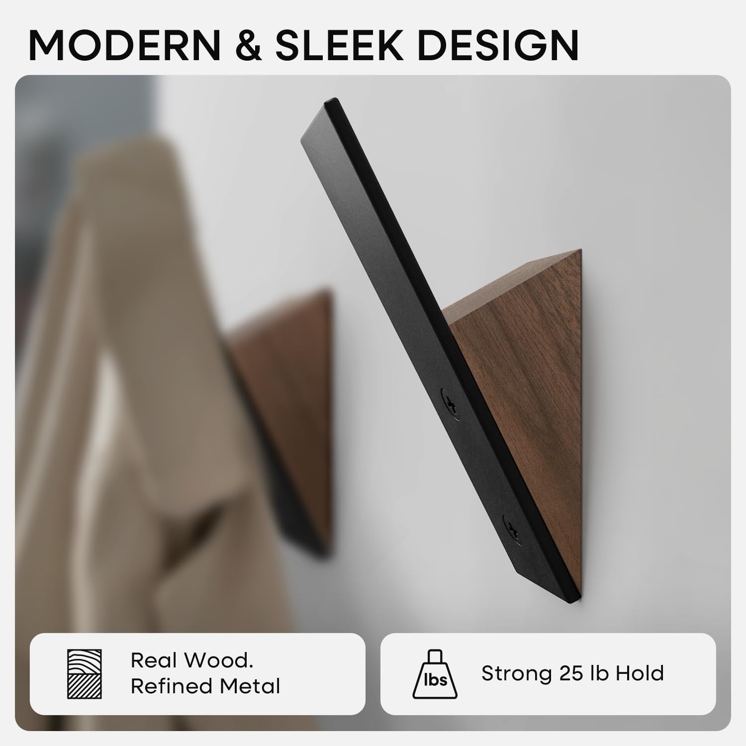 Homeforia metal arm profile showing matte-black finish and sturdy support