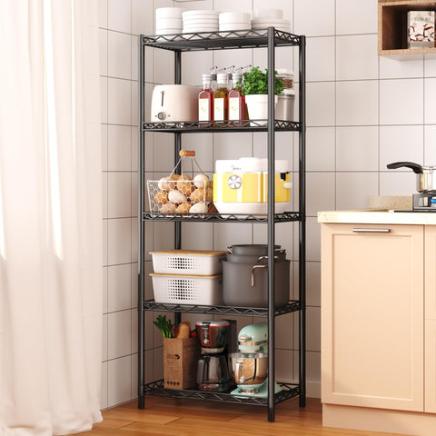 HOMEFORT shelving beside doorway showing height and depth for narrow space optimization