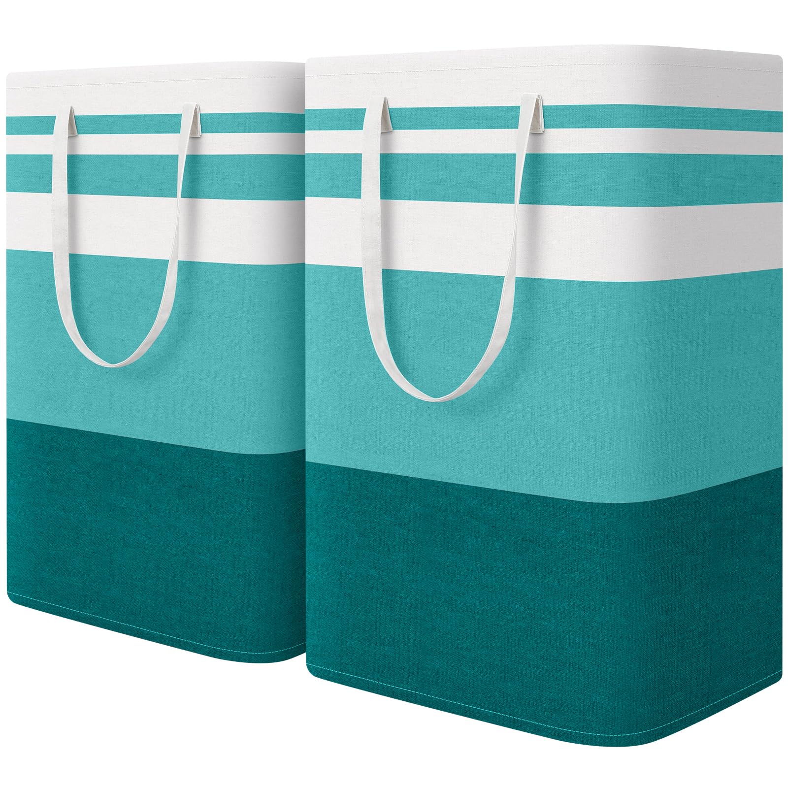 HomeHacks front view of two green hampers showing size and storage benefit