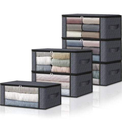 HomeHacks front view showing six grey organizers and clear windows for quick identification