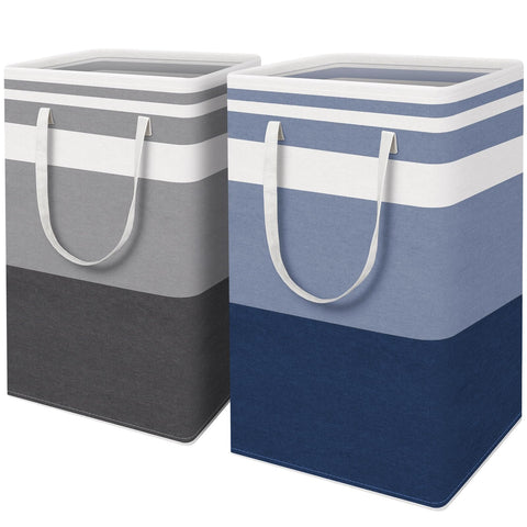 HomeHacks front view showing both grey and blue baskets and organized storage benefit