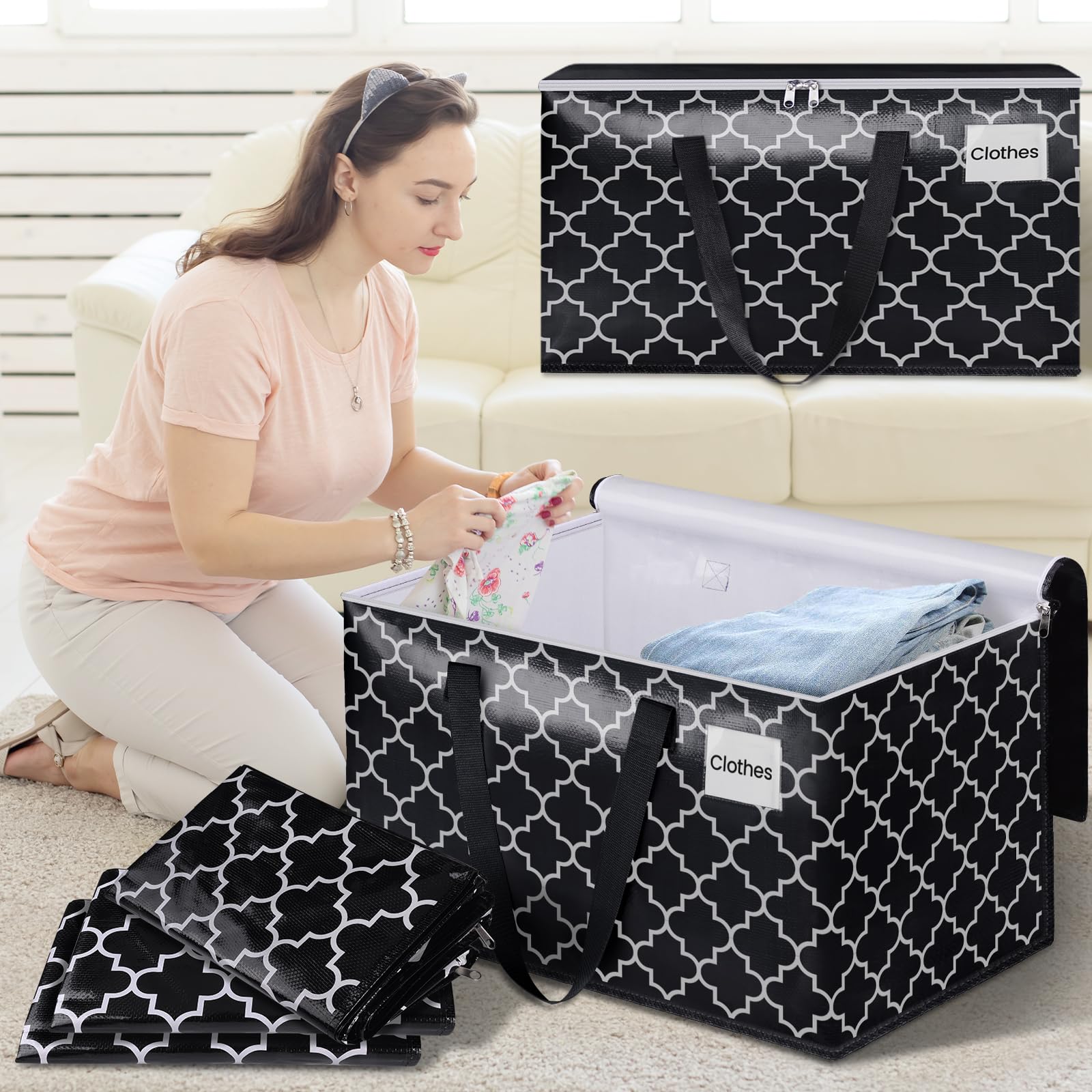 HomeHacks tote being carried during a move showing organized transport benefit