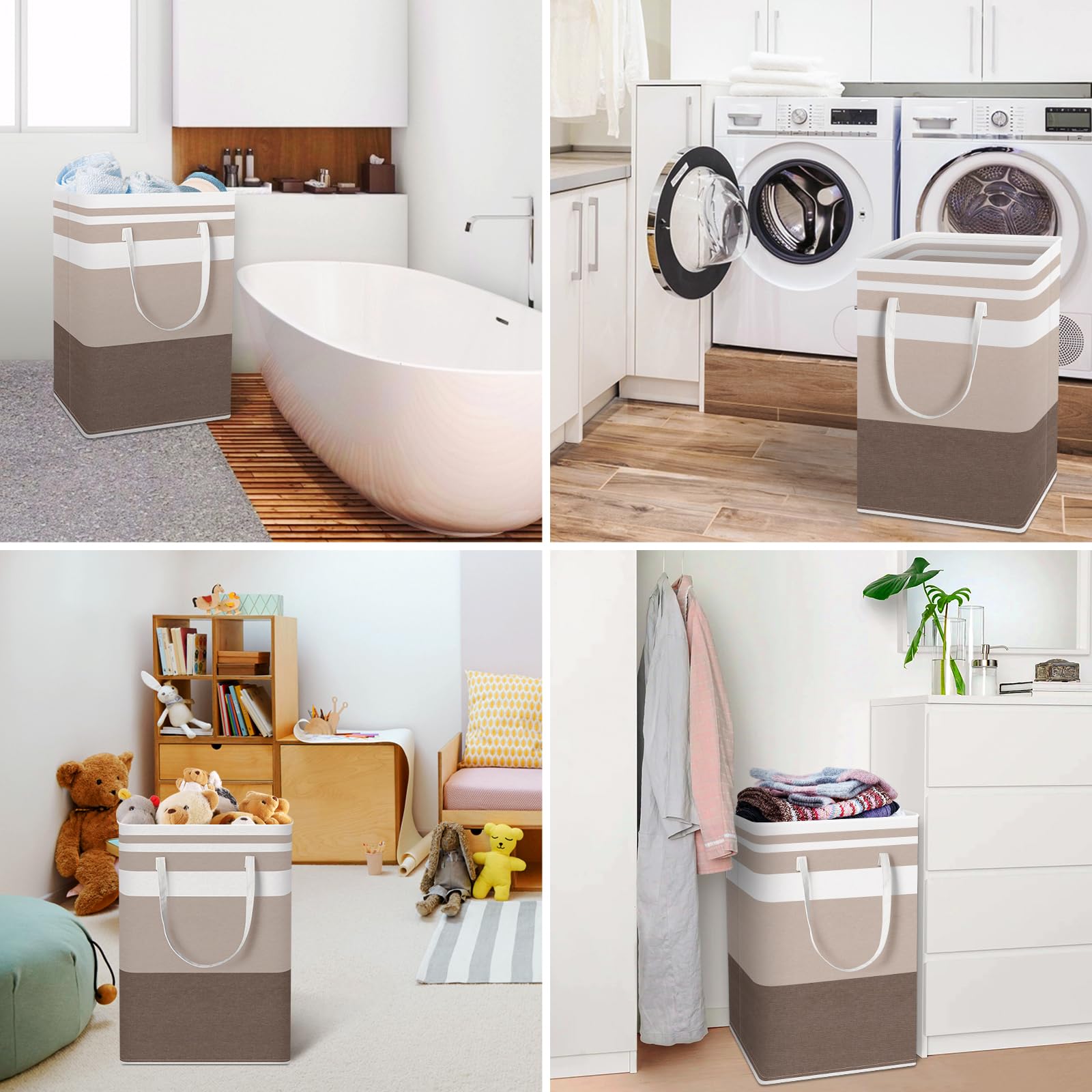 HomeHacks filled hamper next to washer showing real-life capacity