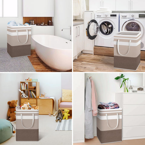 HomeHacks filled hamper next to washer showing real-life capacity