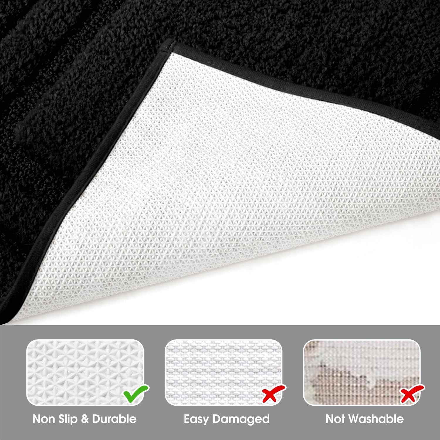 HOMEIDEAS U-shaped contour mat placed around toilet for fitted comfort