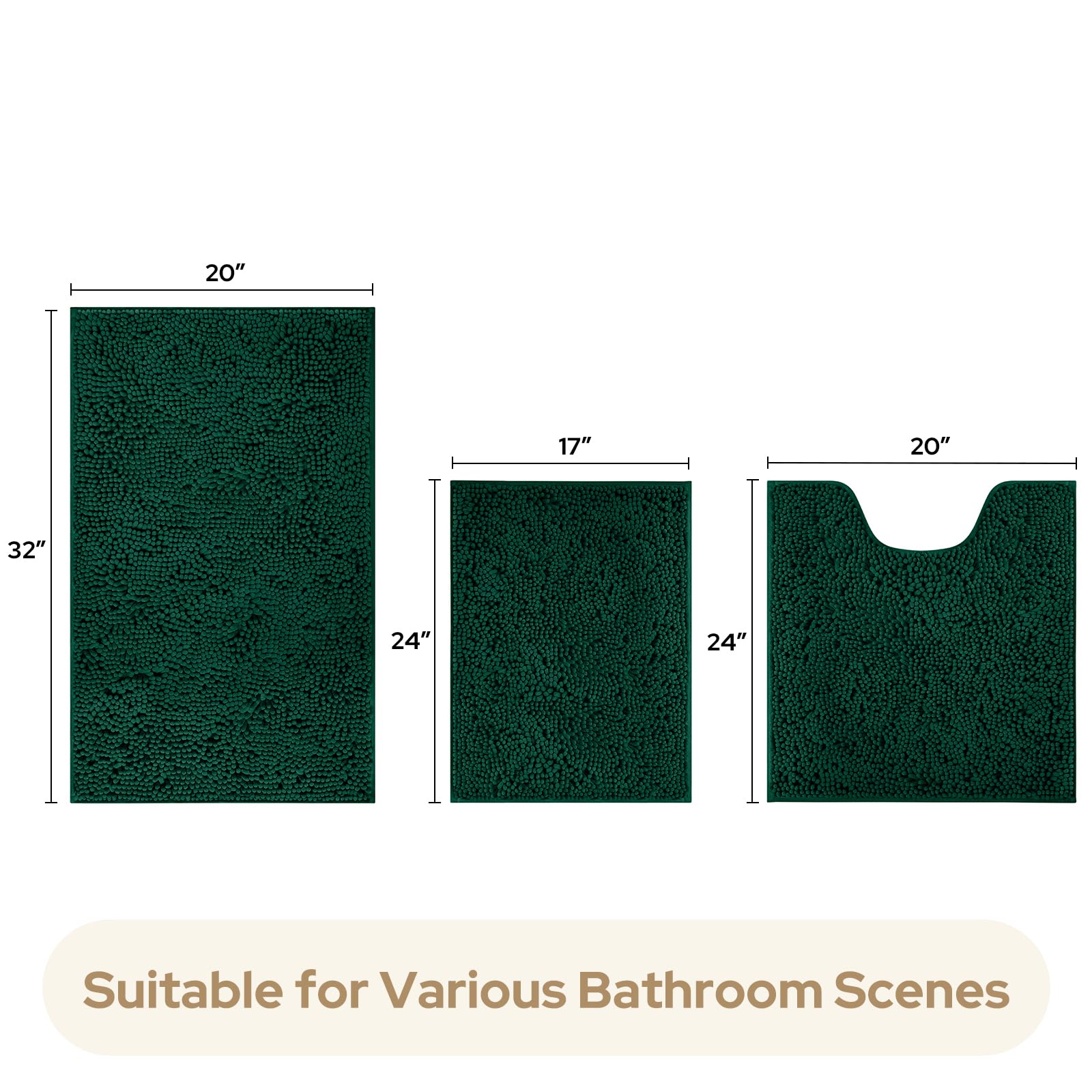HOMEIDEAS large bath rug next to tape measure showing size and floor coverage benefit