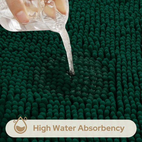HOMEIDEAS U-shaped contoured rug placed around toilet demonstrating tidy fit and protection