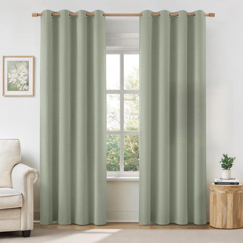 HOMEIDEAS front panel hung in sage green for elegant blackout