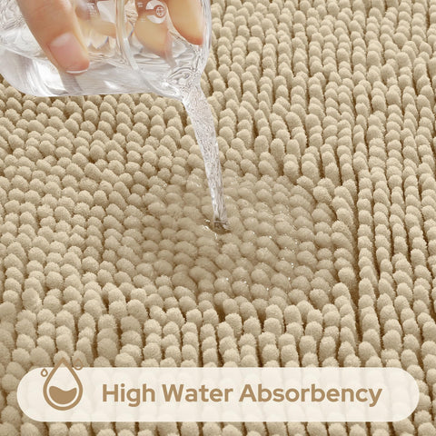 HOMEIDEAS large bath rug beside tub shows full coverage and comfortable step-out warmth