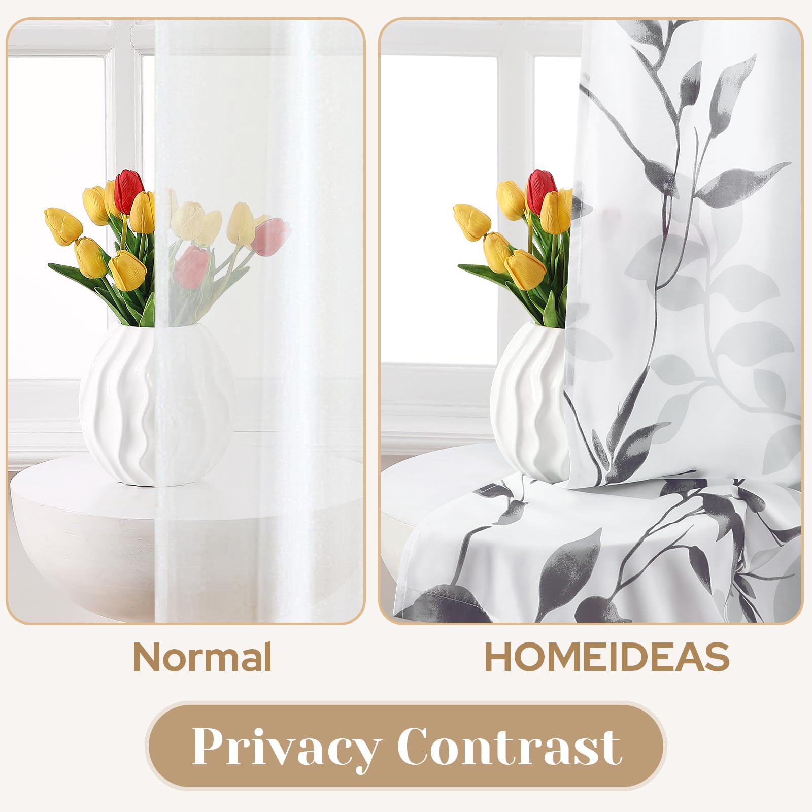HOMEIDEAS leaf print detail at bottom adding layered visual depth