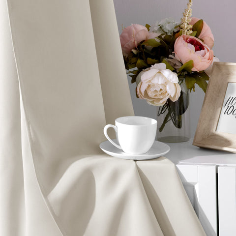 HOMEIDEAS living room styling with cream drapes enhancing décor