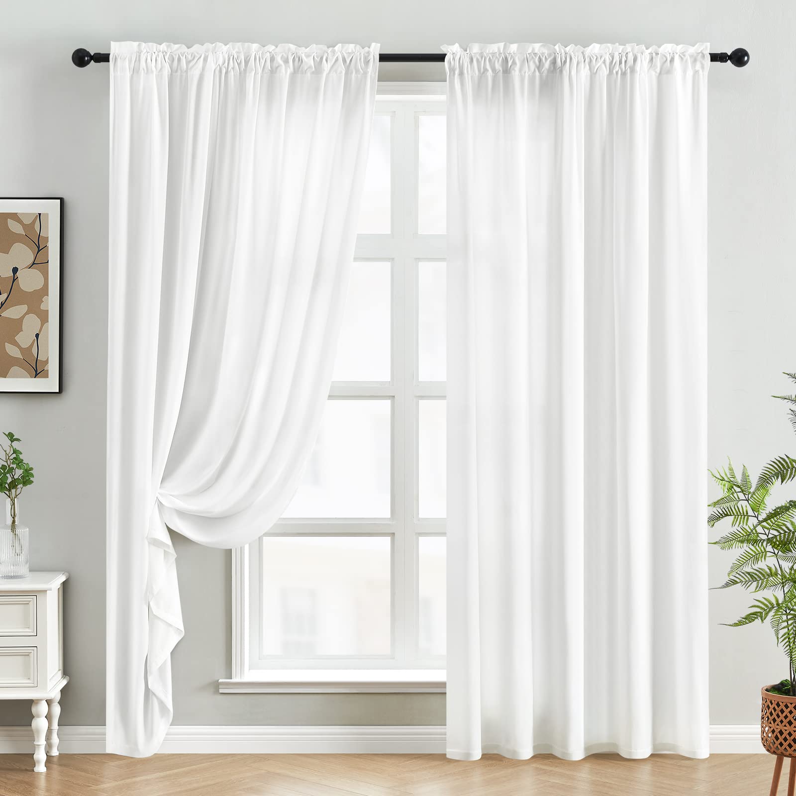 HOMEIDEAS rod pocket top detail for easy, damage-free installation on curtain rods