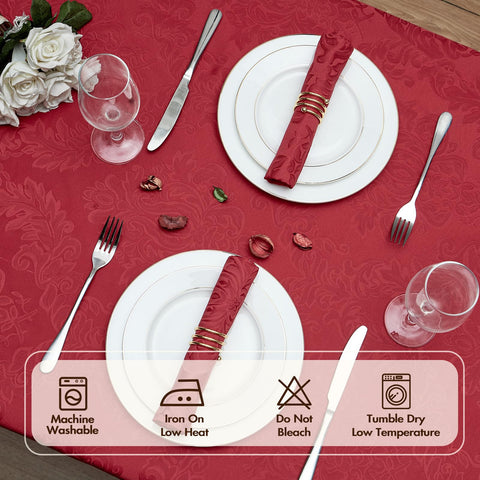 HomeJoy tablecloth on long table showing scale and fit for banquet tables