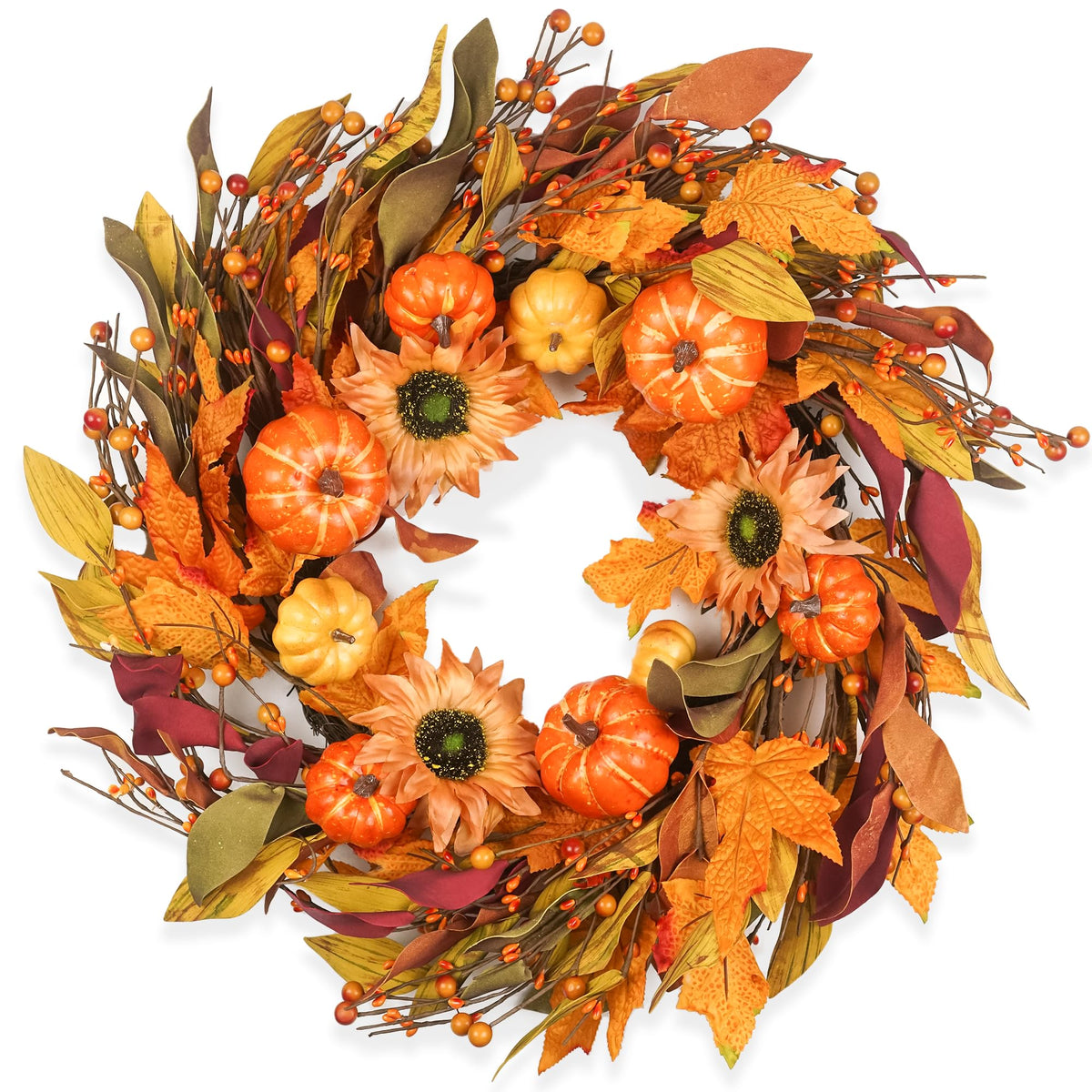 HomeKaren front door wreath on a red door adding warm curb appeal