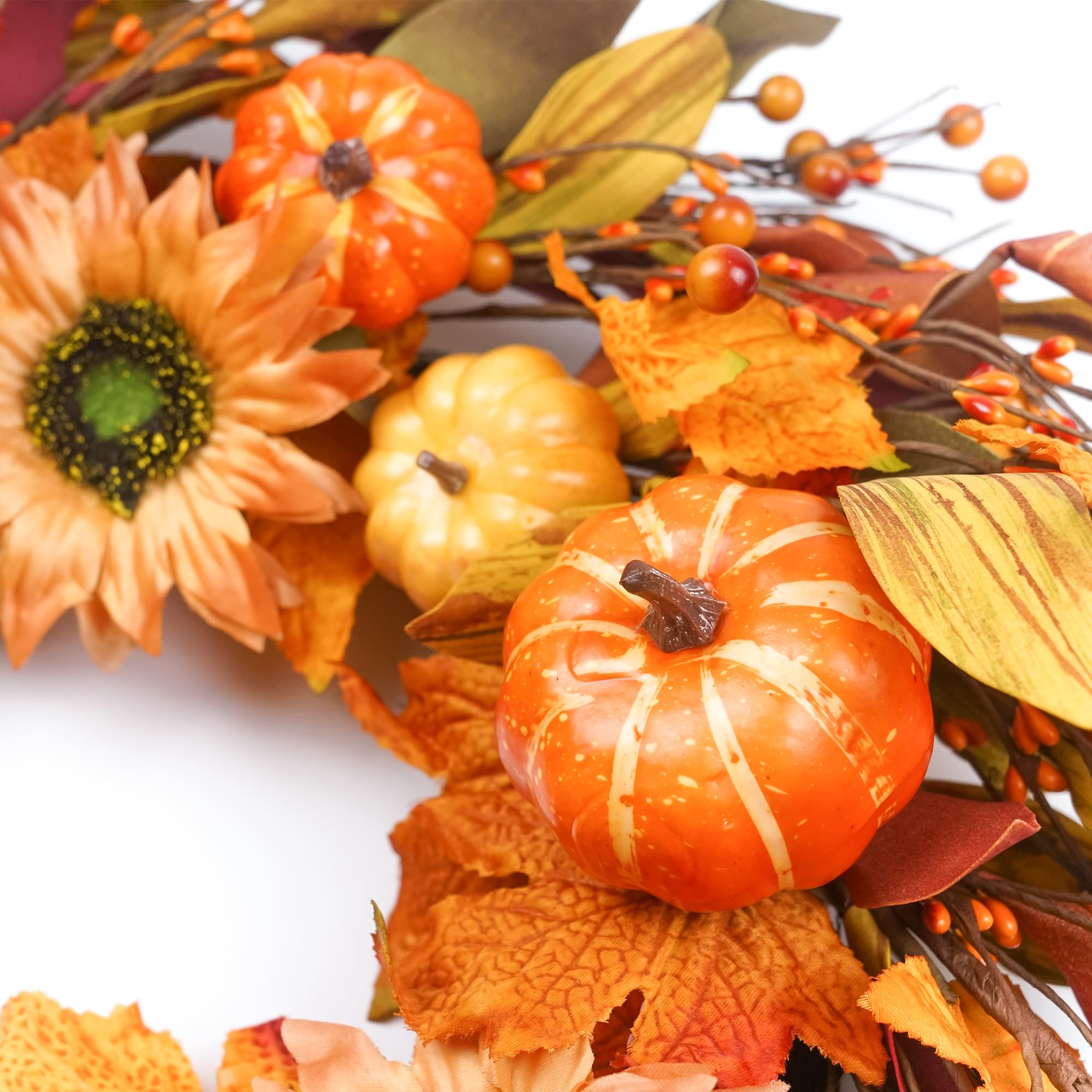 HomeKaren wreath styled above a mantel creating cozy autumn vibe