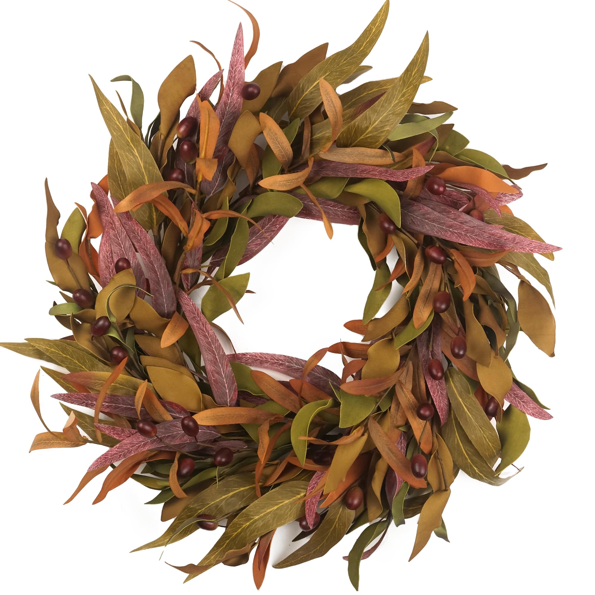 HomeKaren olive wreath front view showing full 22 inch coverage and welcoming look