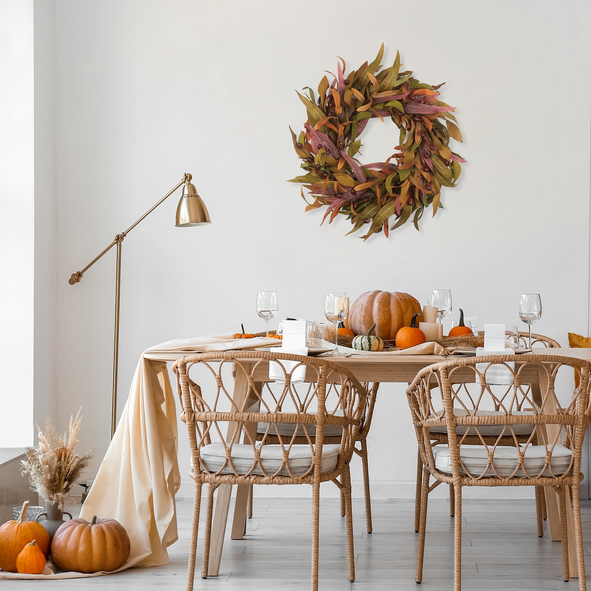 HomeKaren wreath next to ruler showing 22 inch outer diameter for accurate sizing