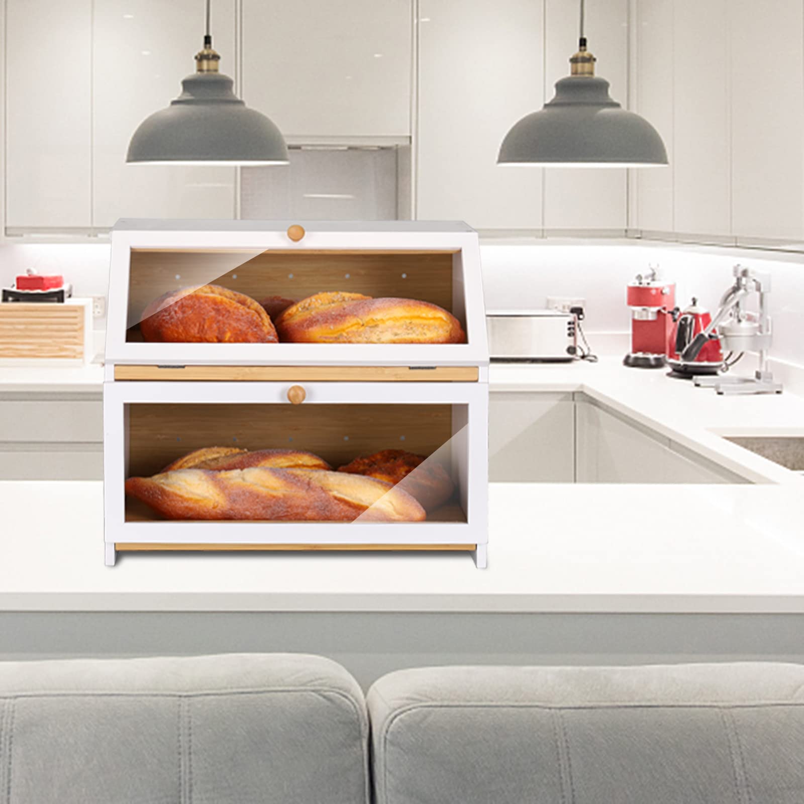 HOMEKOKO size comparison with loaves demonstrating roomy capacity and protection