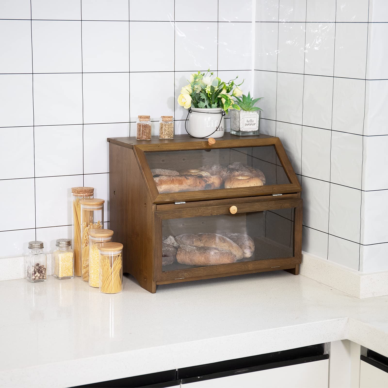 HOMEKOKO bread box on kitchen countertop adding organized style
