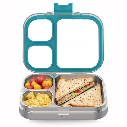 HOMEKOL front view of blue bento box showing compact, travel-friendly design